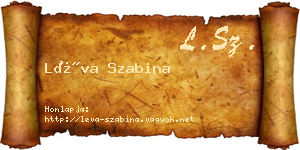 Léva Szabina névjegykártya